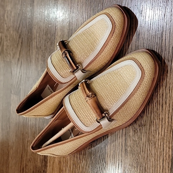 Dolce Vita Shoes - Dolce Vita Straw Loafers with Cream Trim and Brown Bit